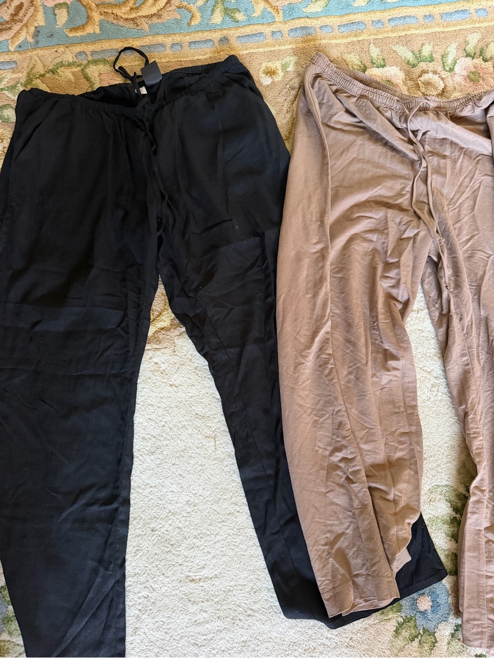(Pack of 2) H&M Women's Lightweight Drawstring Trousers - Black and Taupe